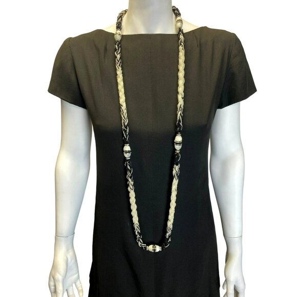 Jewelry - Vintage Art Deco Roaring 20s Black White Beaded Rhinestone Celluloid 50 Necklace